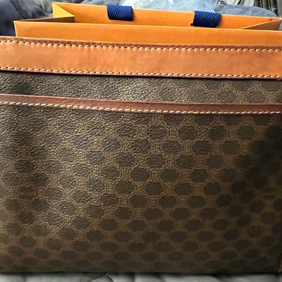 CELINE  Clutch Bag Macadam Brown PVC Leather Authentic - Picture 2 of 11